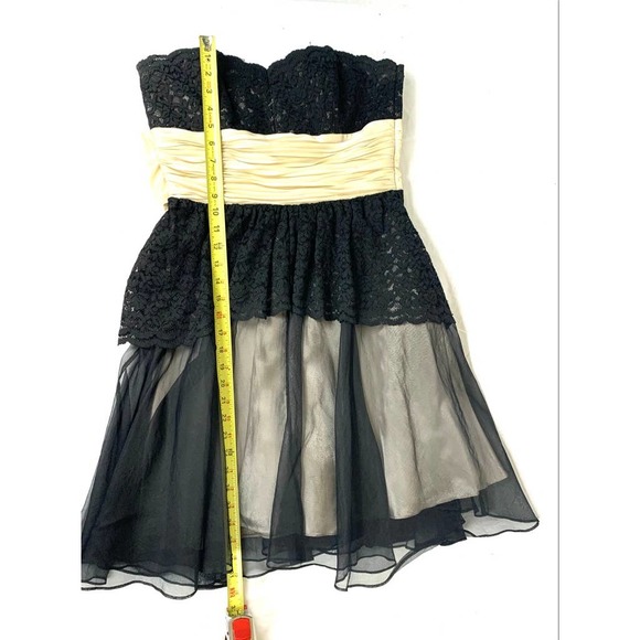 Vintage Betsy Johnson Evening Dress Size 10 Black Antique White Flirty Flowy - Picture 3 of 7